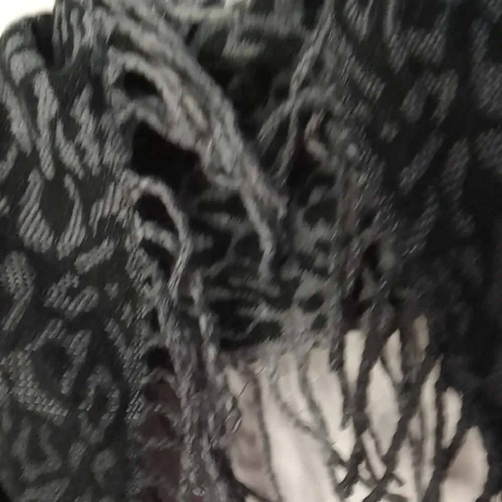Cejon  Women's Infinity Elegant Black and Gray Fringed Scarf. Warm, Versatile